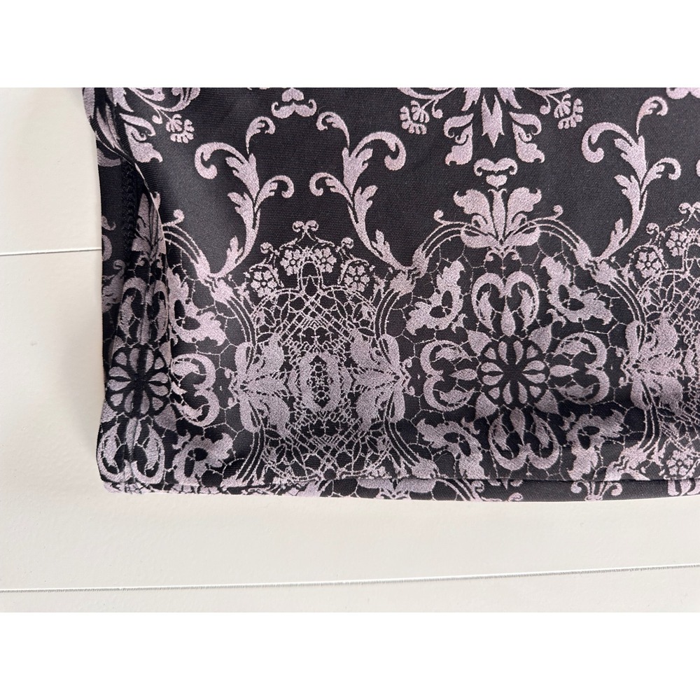 Agnes & Dora Black Lavender Damask Floral Pencil Skirt XS High Waist Bodycon - Picture 2 of 4